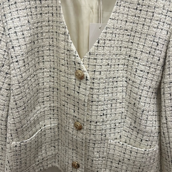 Annie Bing Anitta tweed cream and black cropped jacket FW 2024 - Picture 5 of 6